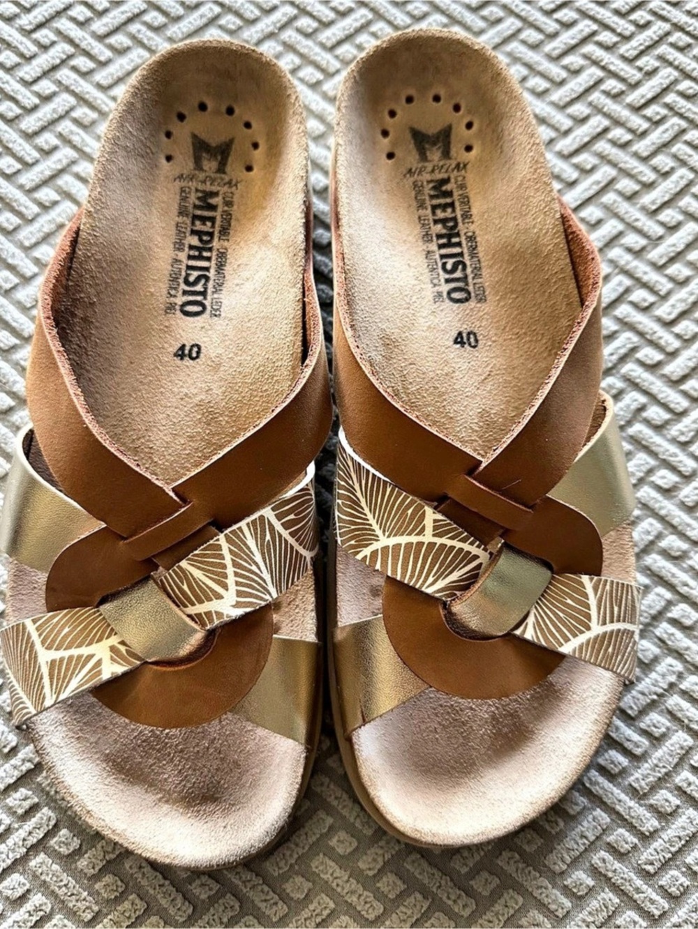Mephisto Women's Strappy Sandals Brown & Gold EU 40